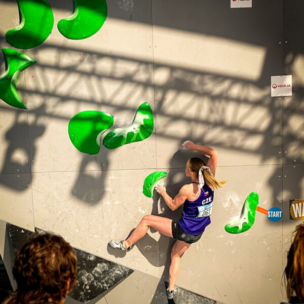 Climbing holds at the IFSC European Bouldering Cup