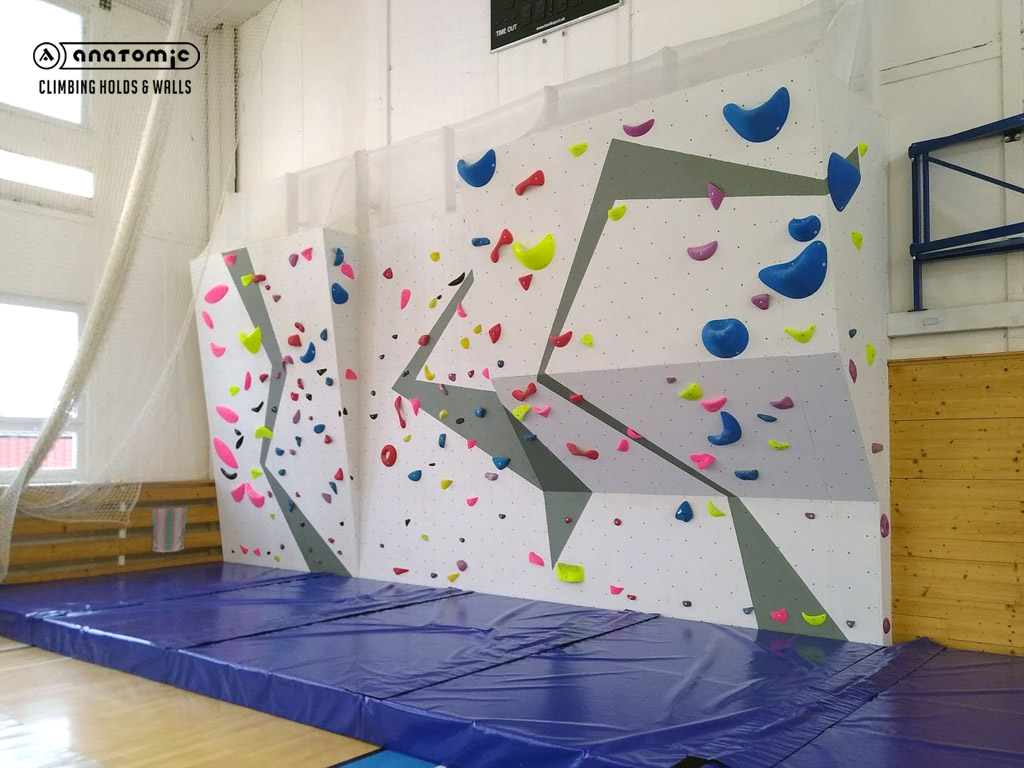 Climbing walls that are located in school gymnasiums, on school buildings, or other similar premises.